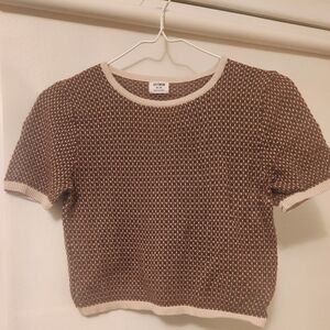 Cotton On Brown and Cream Knit Blouse